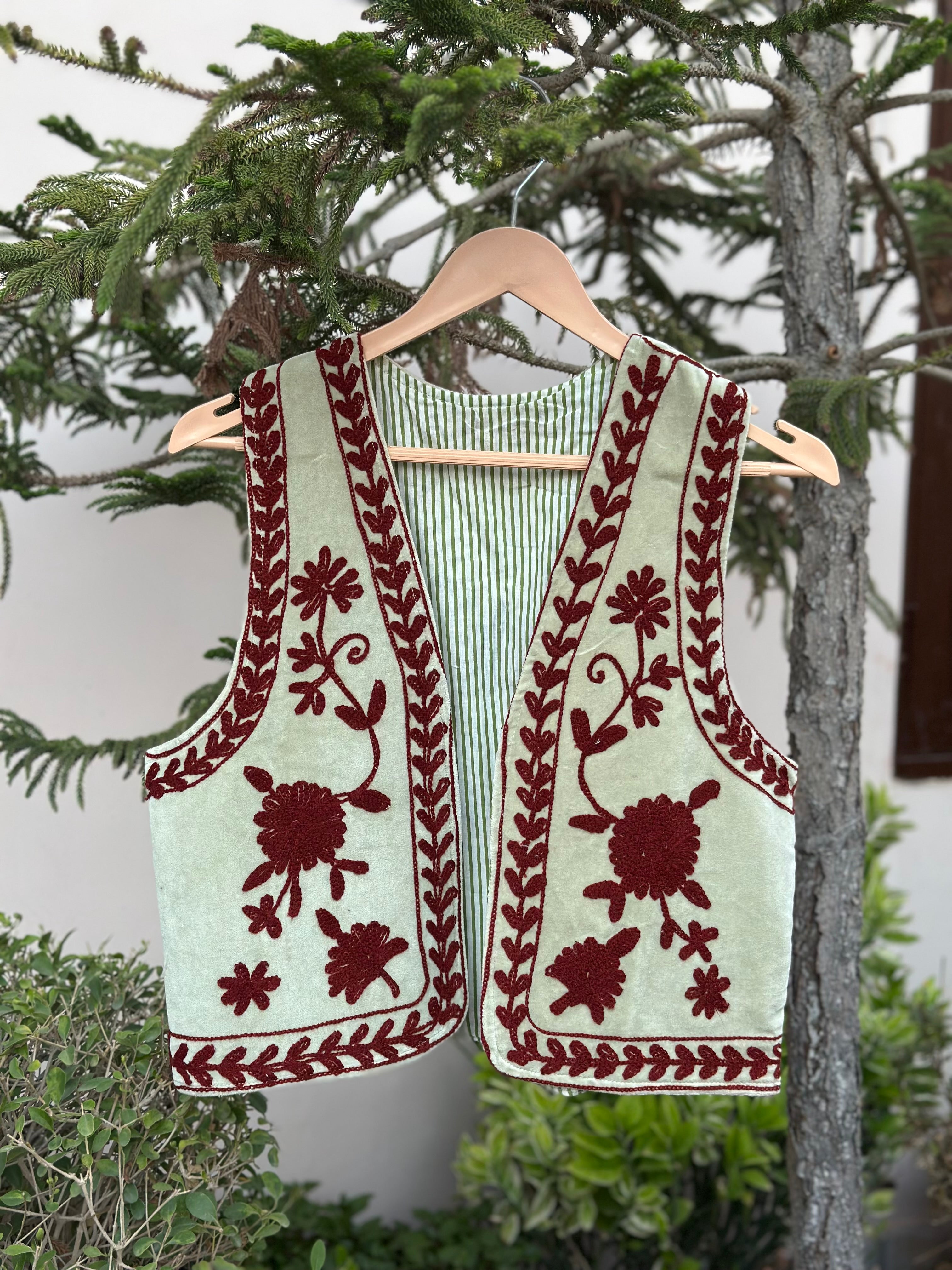Mint Green Heritage Velvet Vest