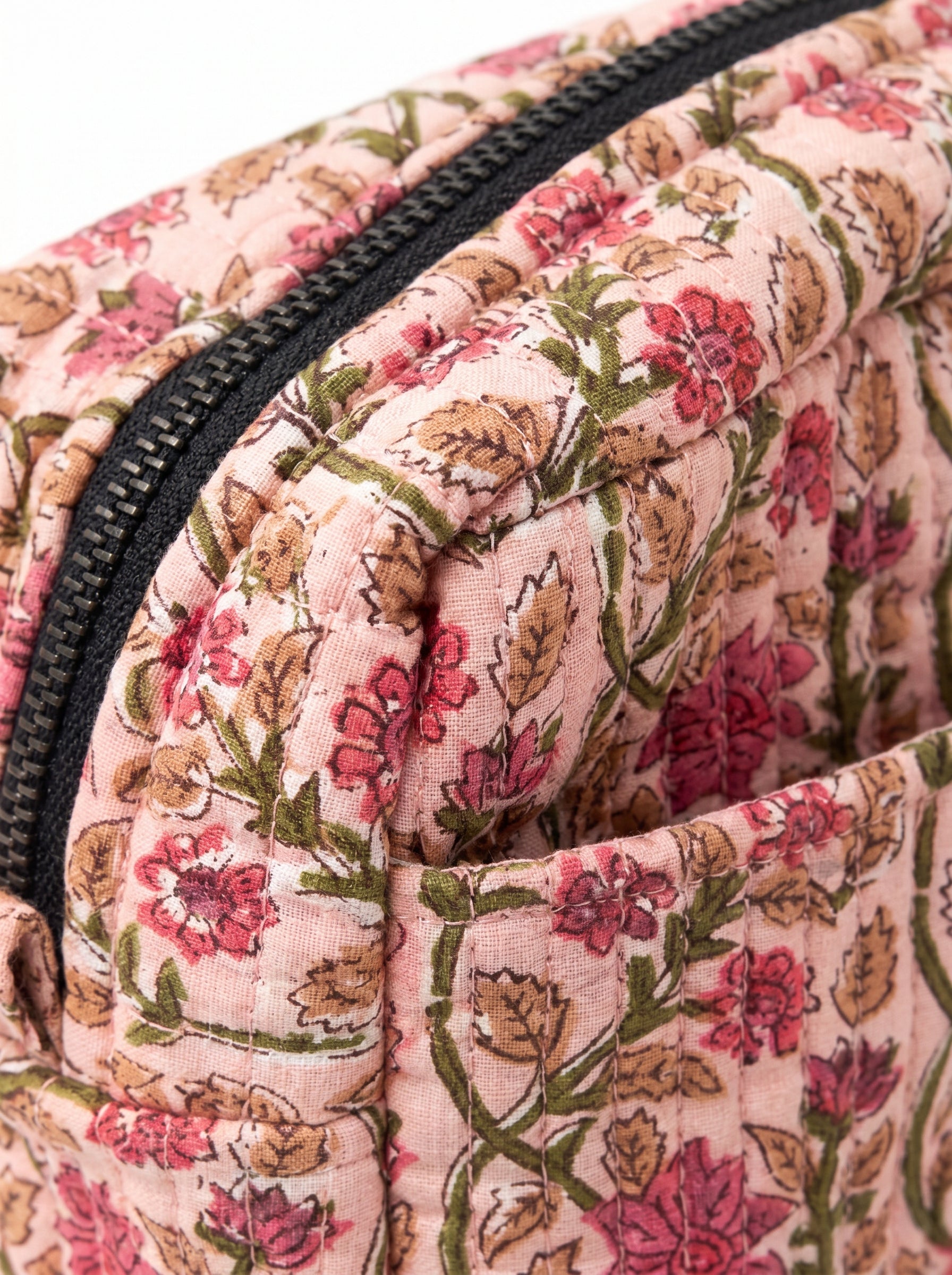 Vintage Rose Quilted Cosmetic Pouch