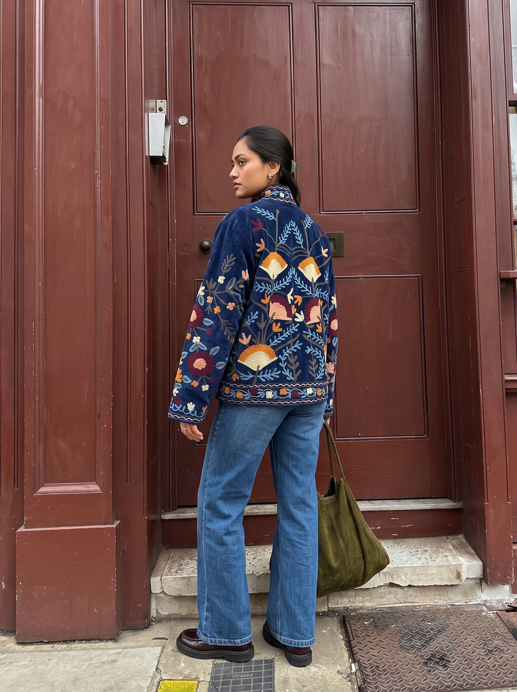 Folk Garden Embroidered Velvet Suzani Jacket