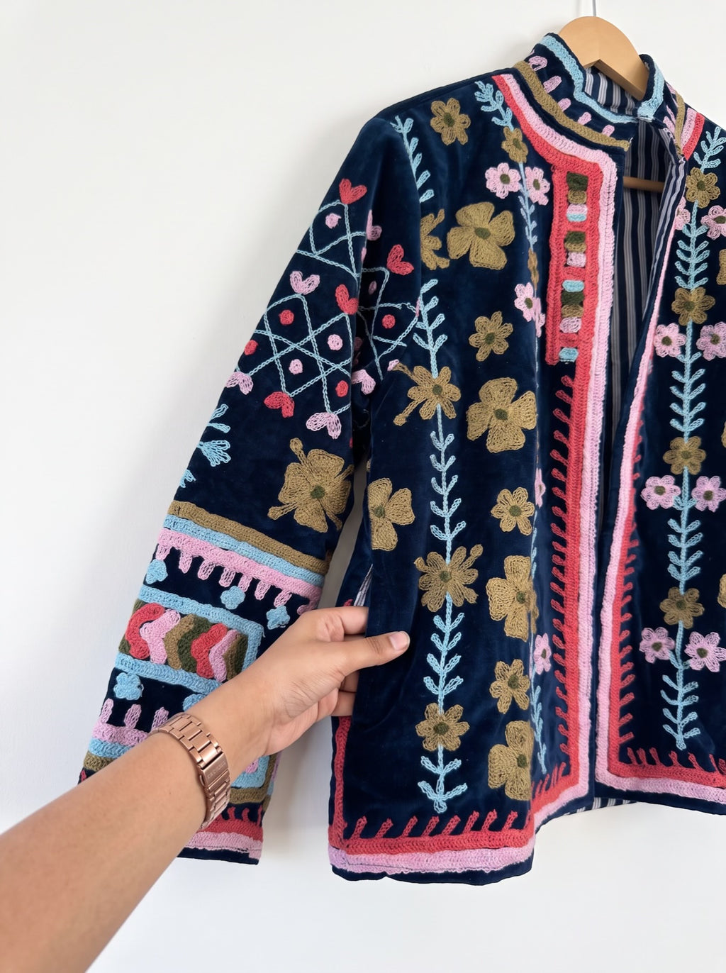 Midnight Bloom Embroidered Velvet Jacket