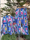 Bold Tribal Blue printed PJ Sets