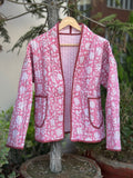 Rosé Bloom Handblock Quilted Cotton Jacket