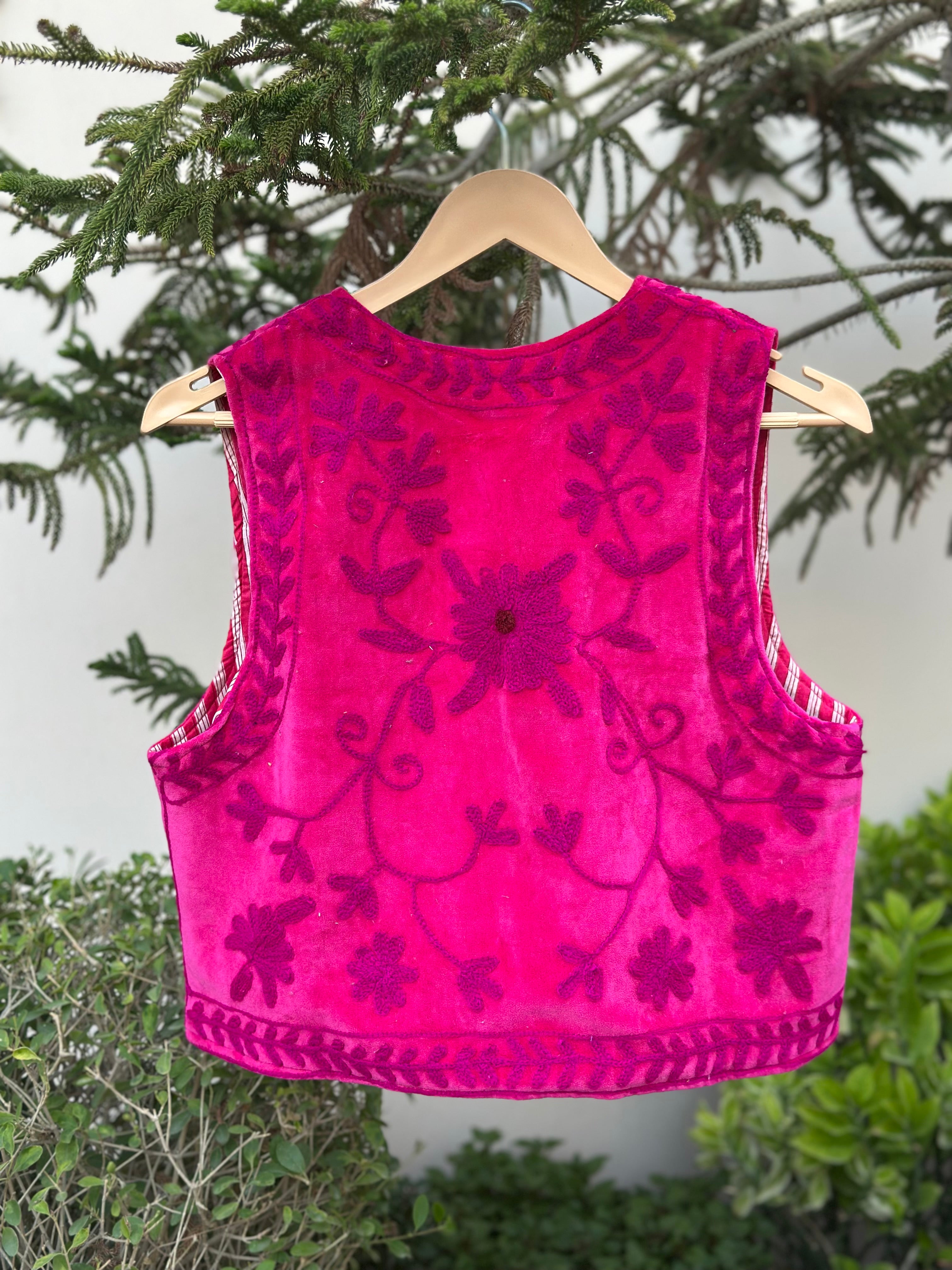 Pink Petal Tonal Velvet Vest