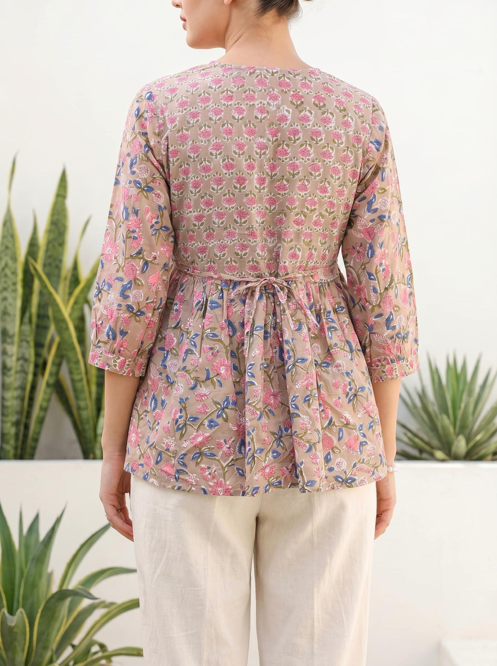 Dusty Rose Floral Peplum Top