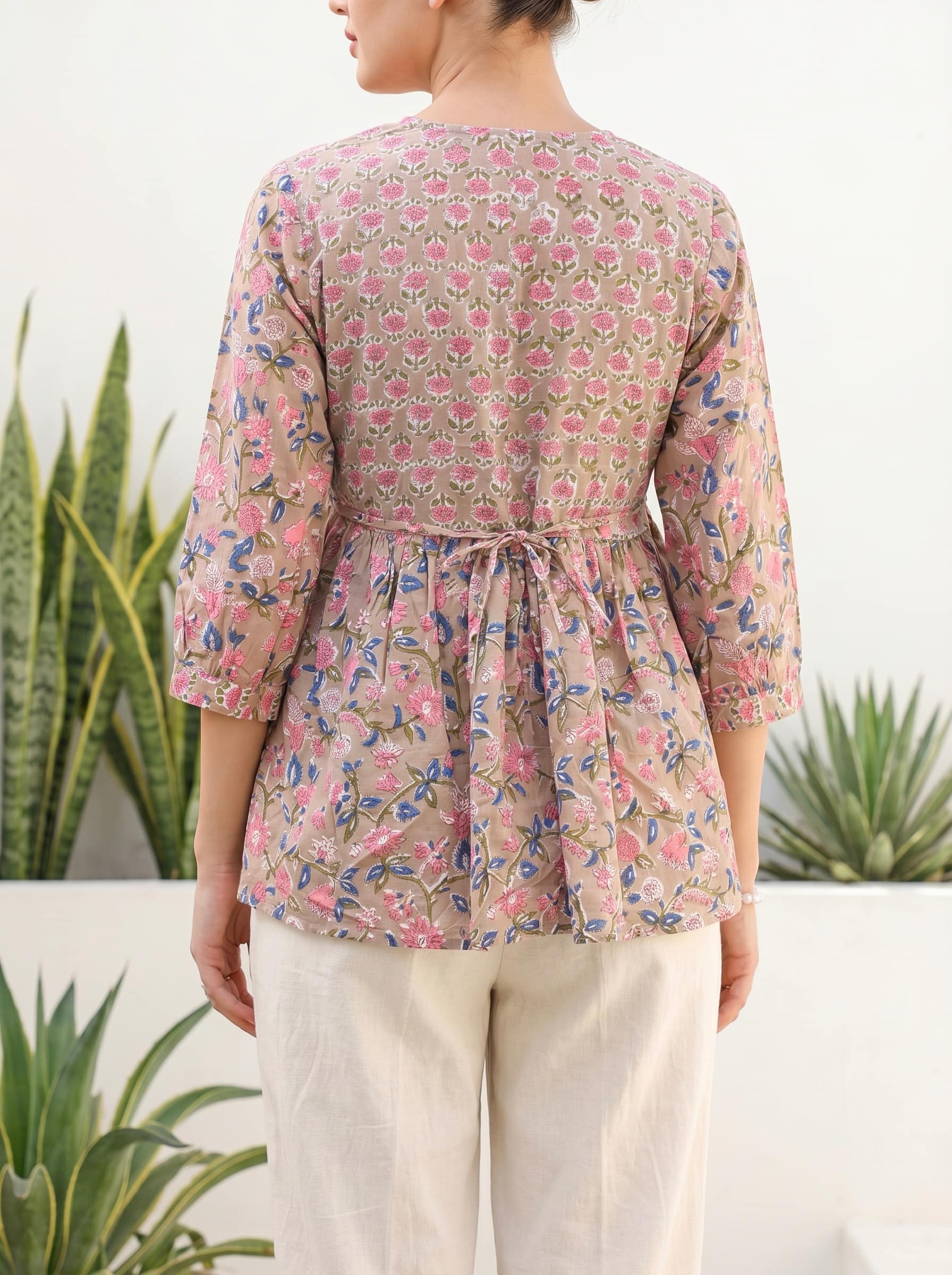 Dusty Rose Floral Peplum Top