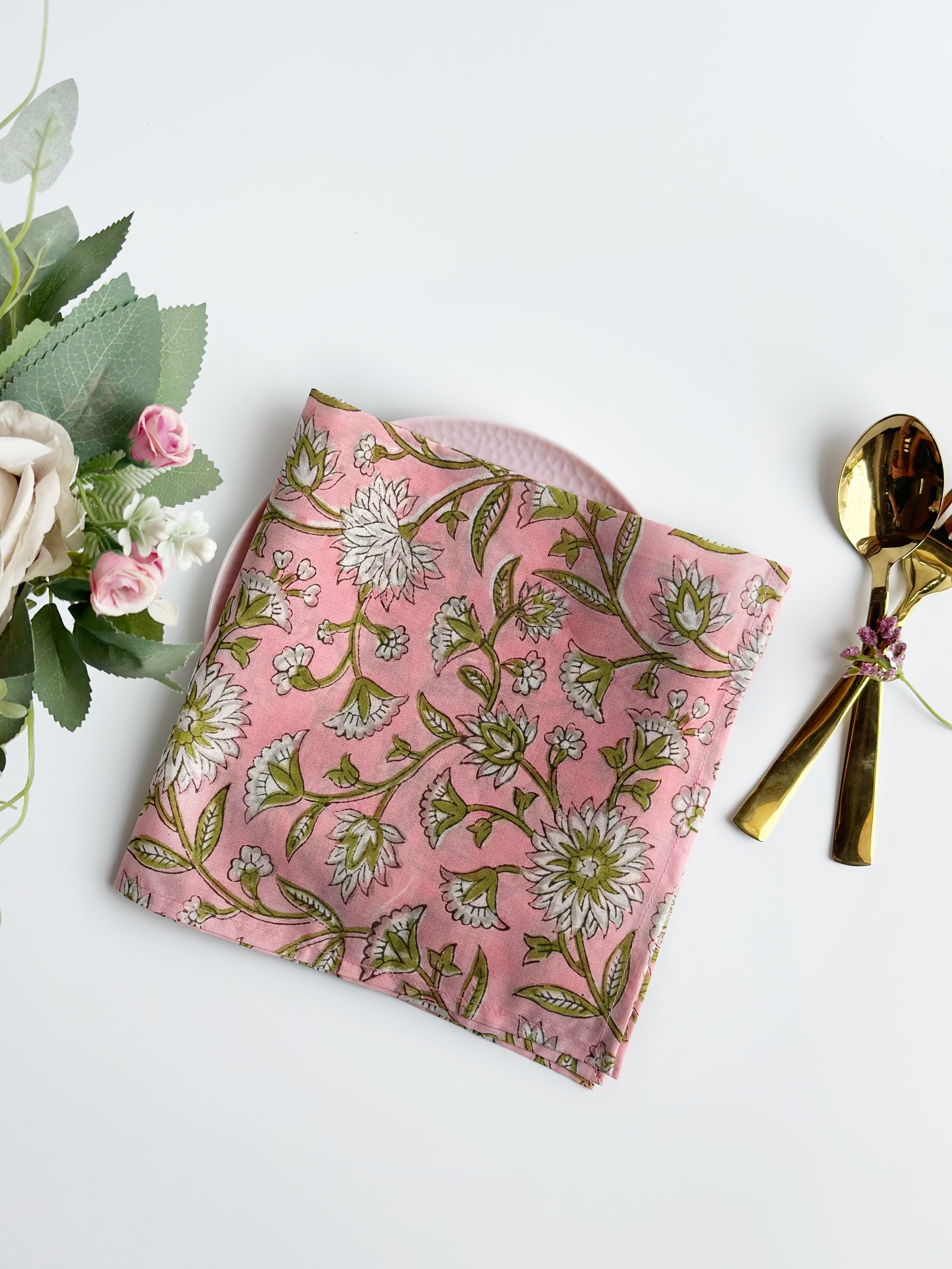 Pink wildflower Cotton Napkin (Set of 6)
