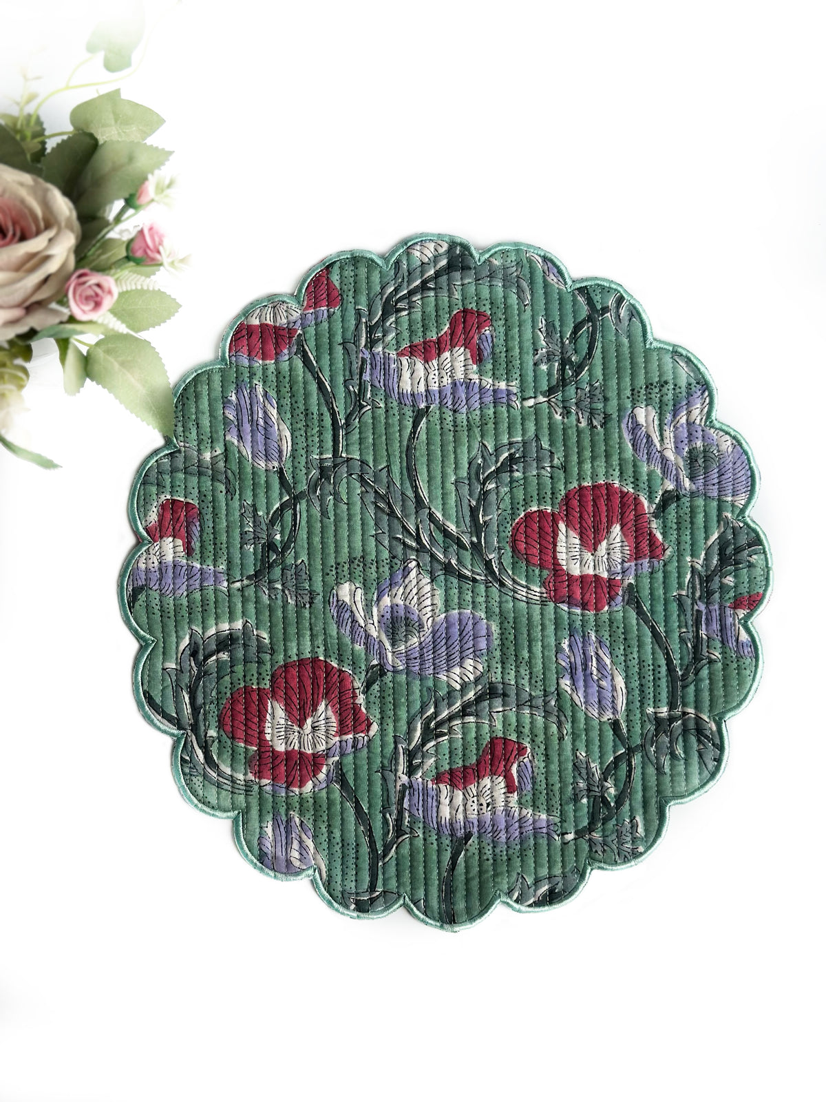 Sage Bloom Scalloped Placemats (set of 6)