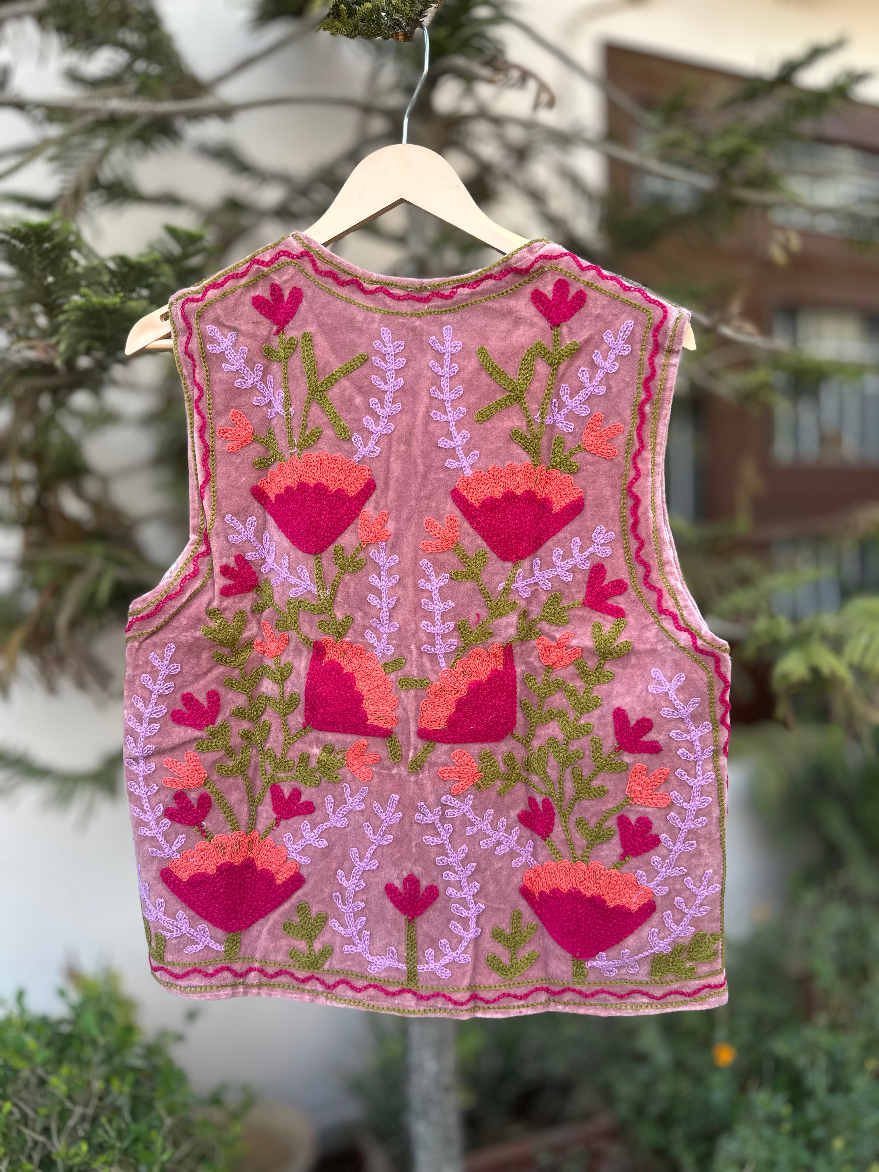 Blush Bloom Handcrafted Suzani Velvet Jacket