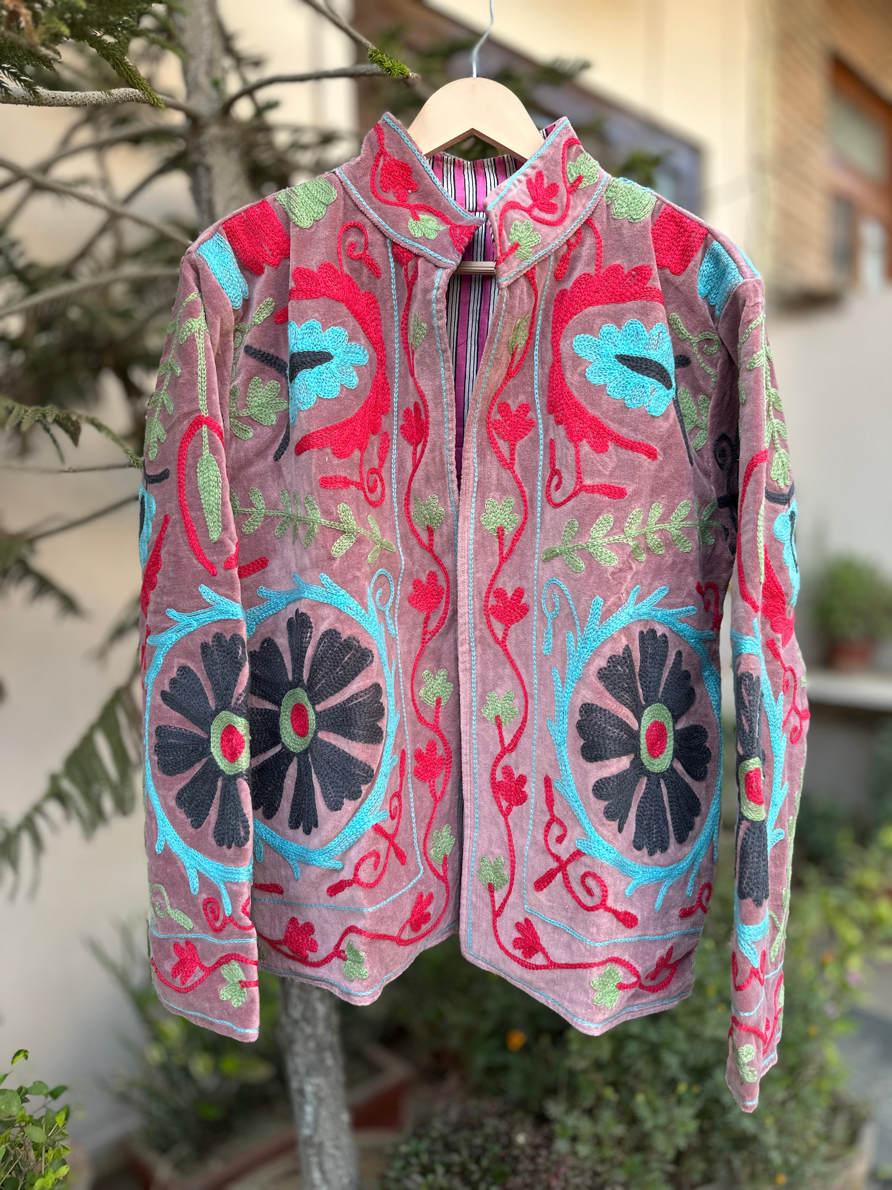 Blush Noir Embroidered Velvet Jacket