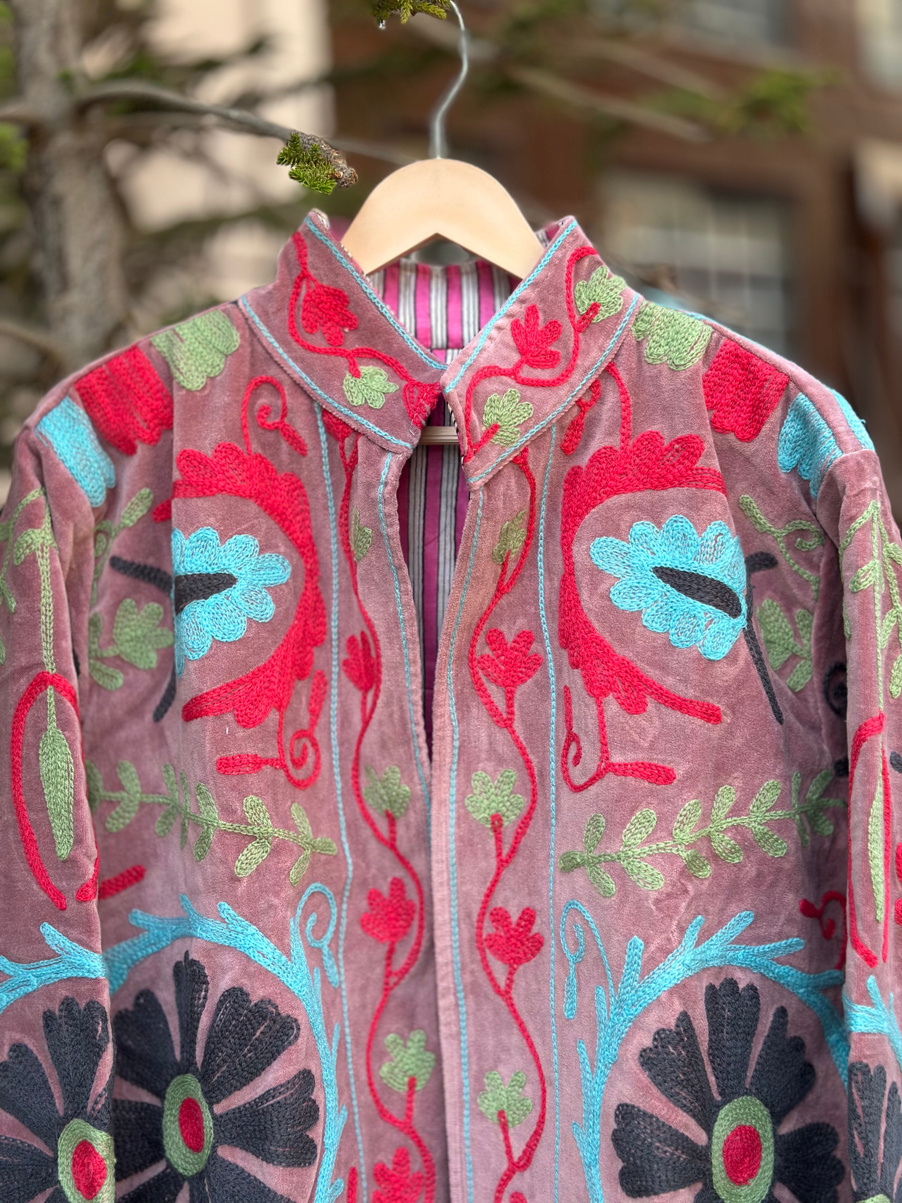 Blush Noir Embroidered Velvet Jacket
