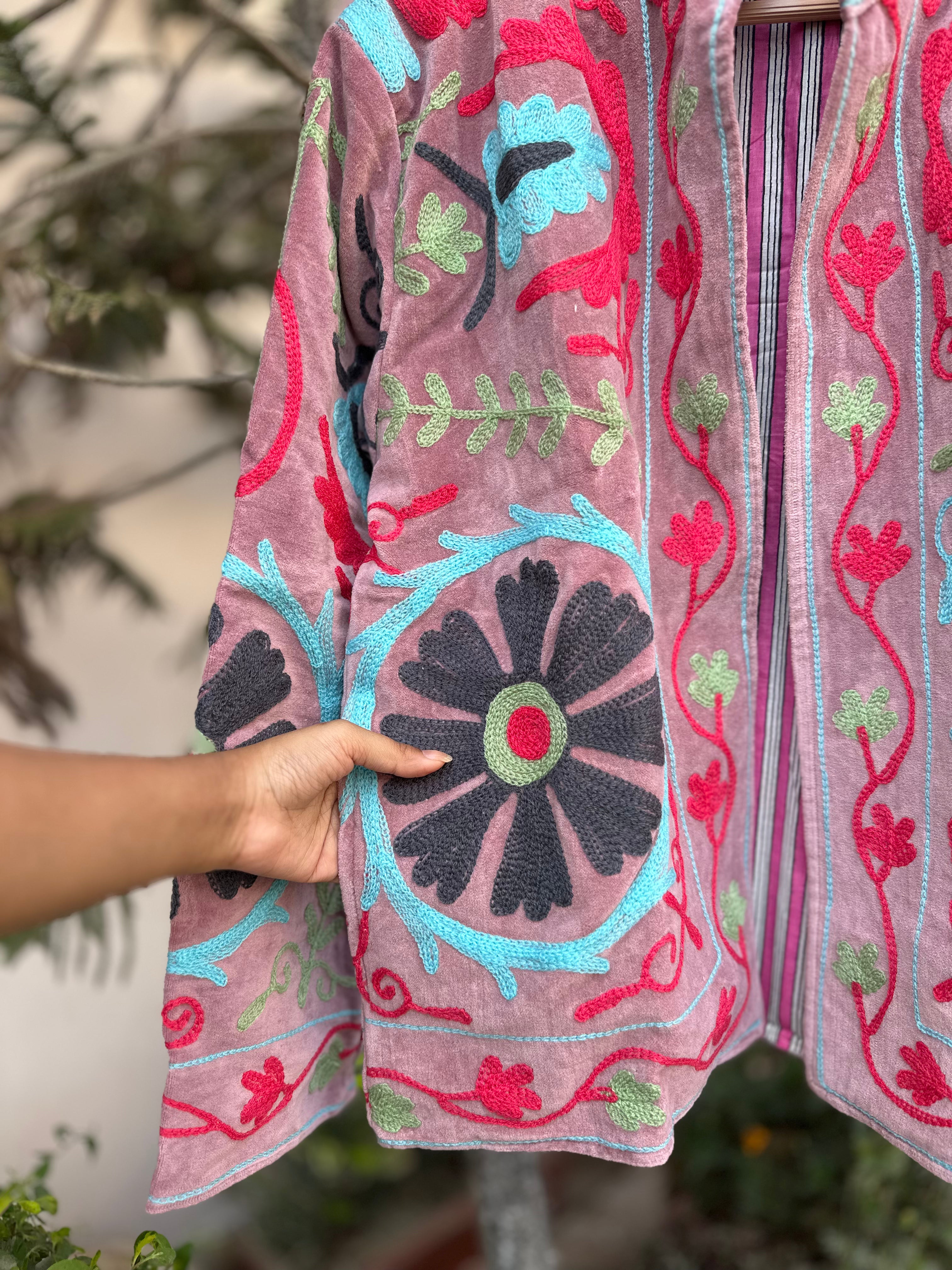 Blush Noir Embroidered Velvet Jacket