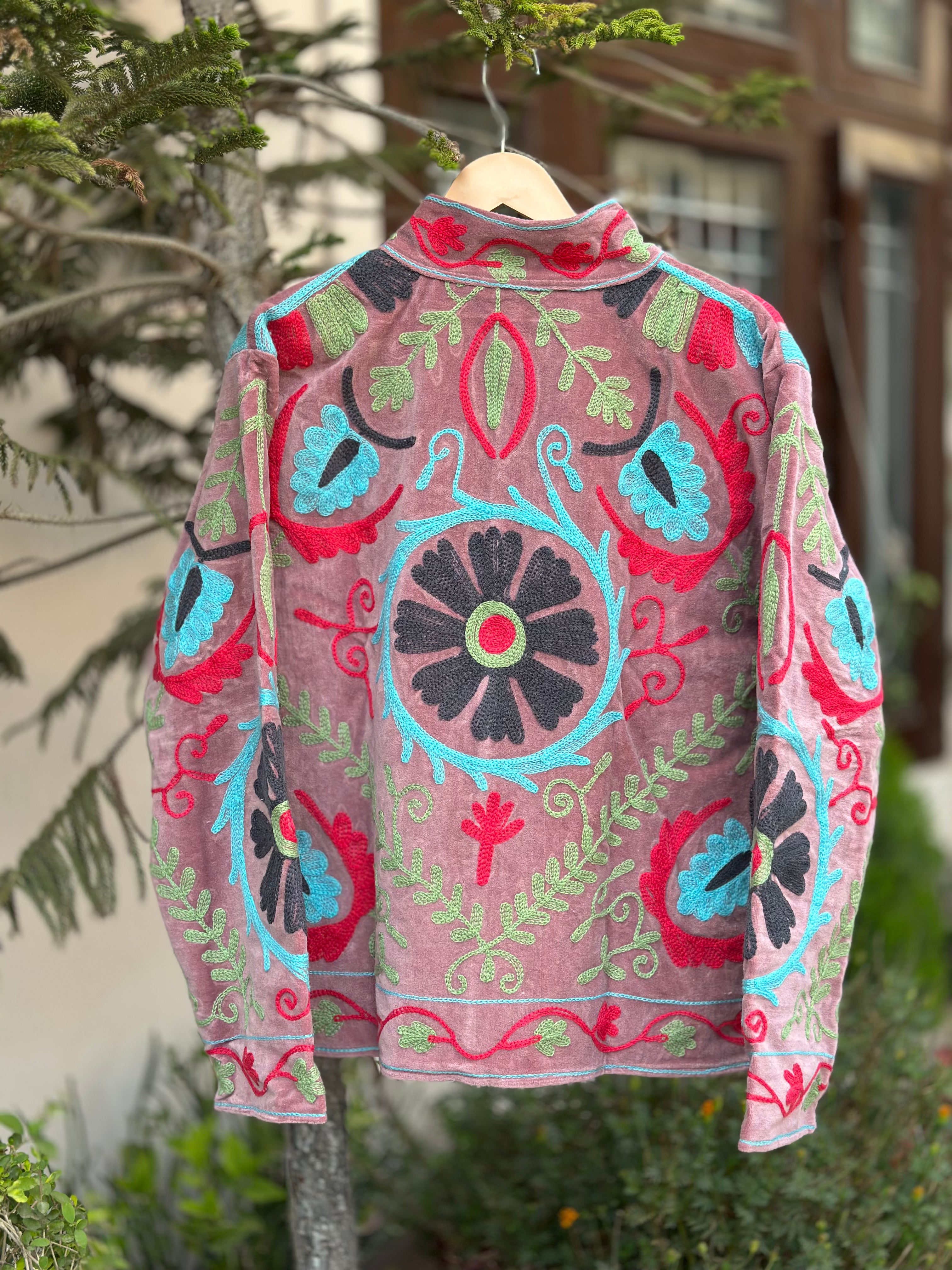 Blush Noir Embroidered Velvet Jacket