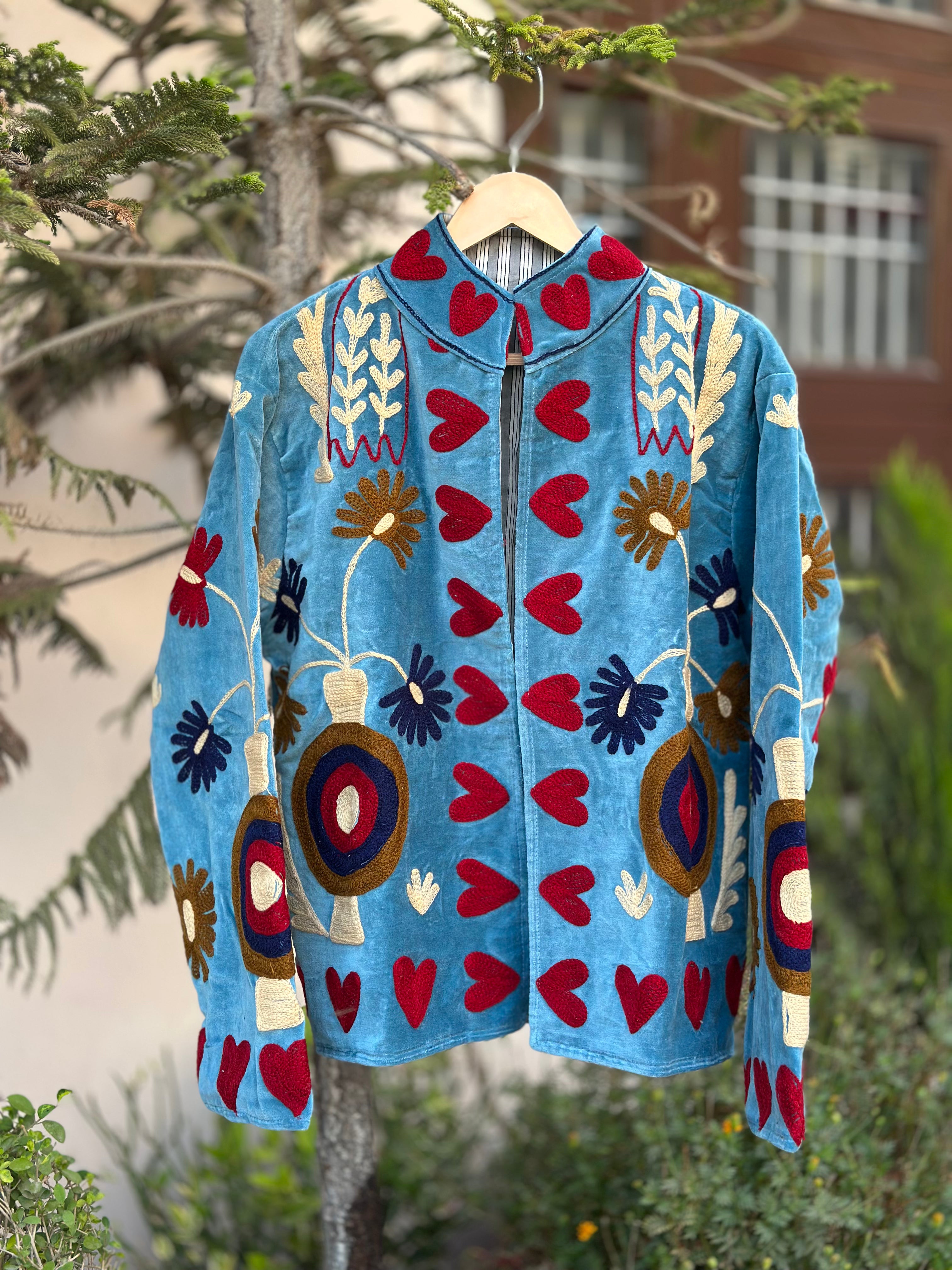“Dreams” Blue Velvet Suzani Jacket