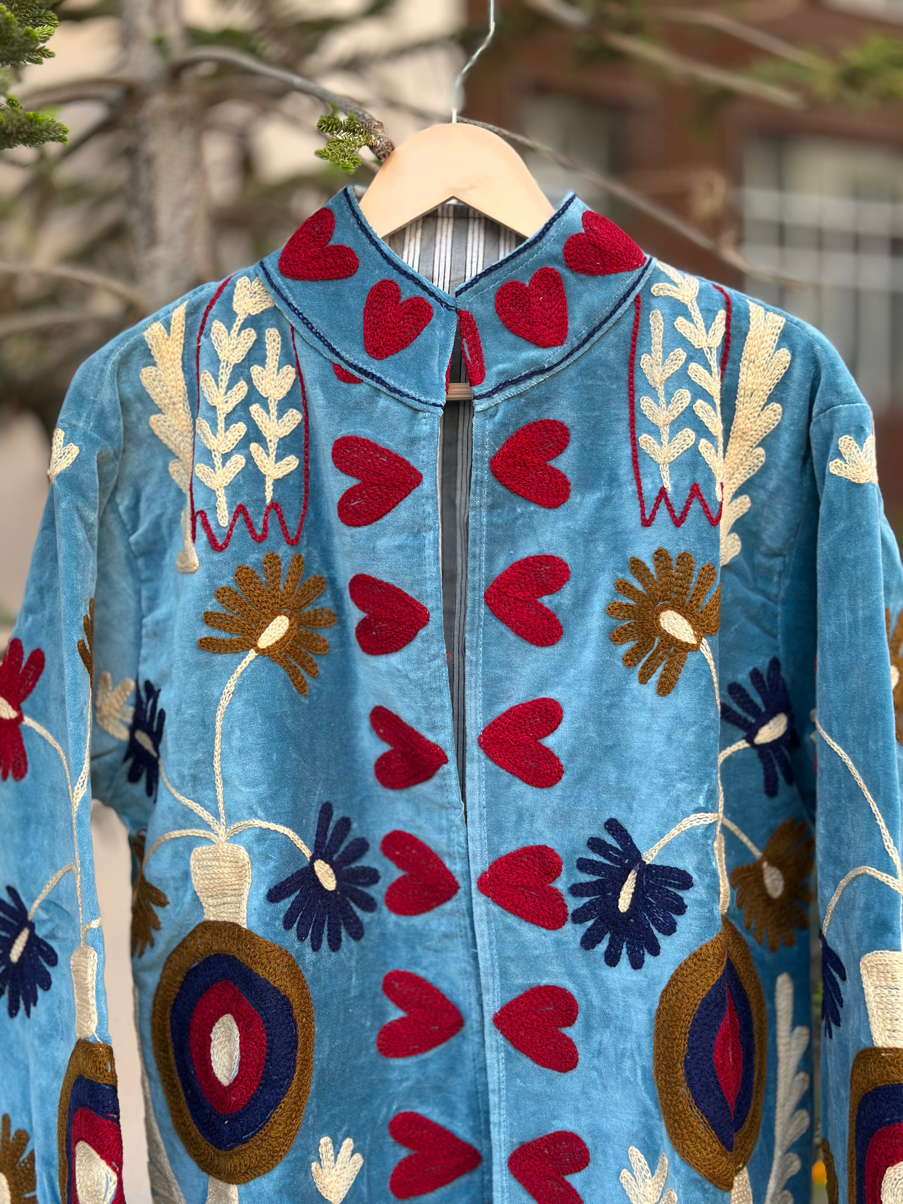 “Dreams” Blue Velvet Suzani Jacket