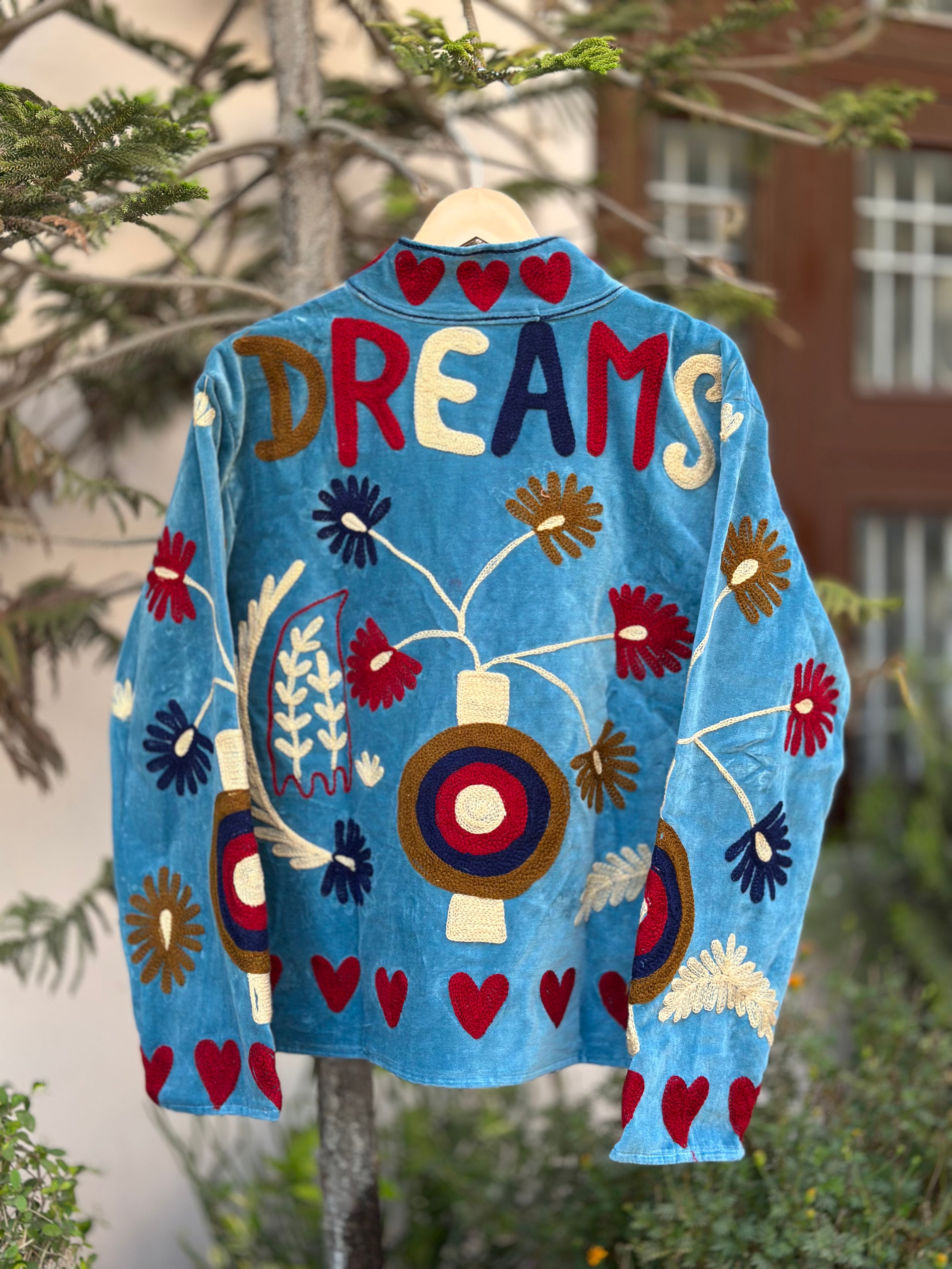 “Dreams” Blue Velvet Suzani Jacket