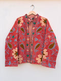 Blush Pink Floral Embroidered Velvet Jacket