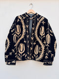 Black Embroidered Floral Velvet Jacket