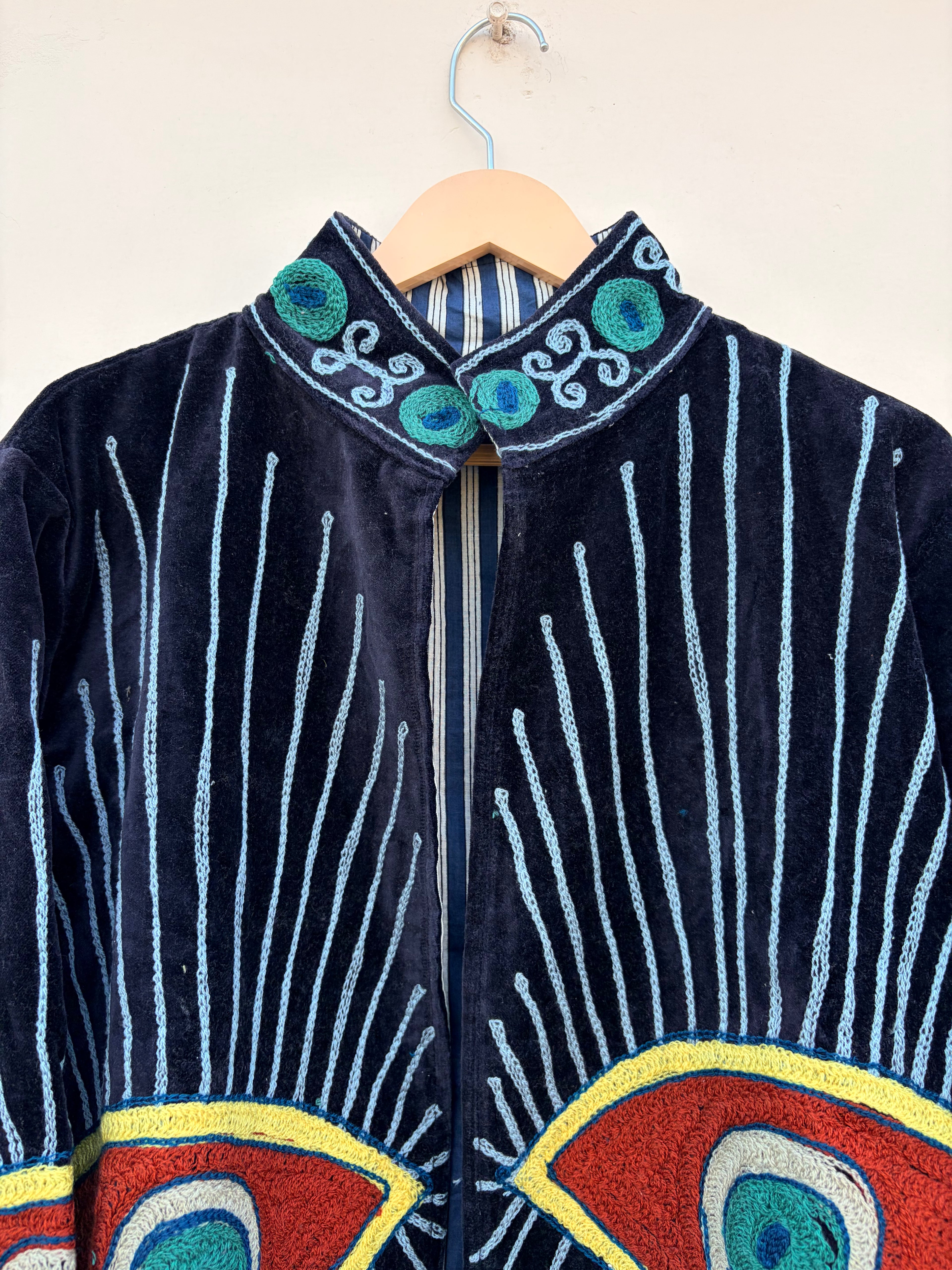 Midnight Evil Eye Embroidered Velvet Jacket