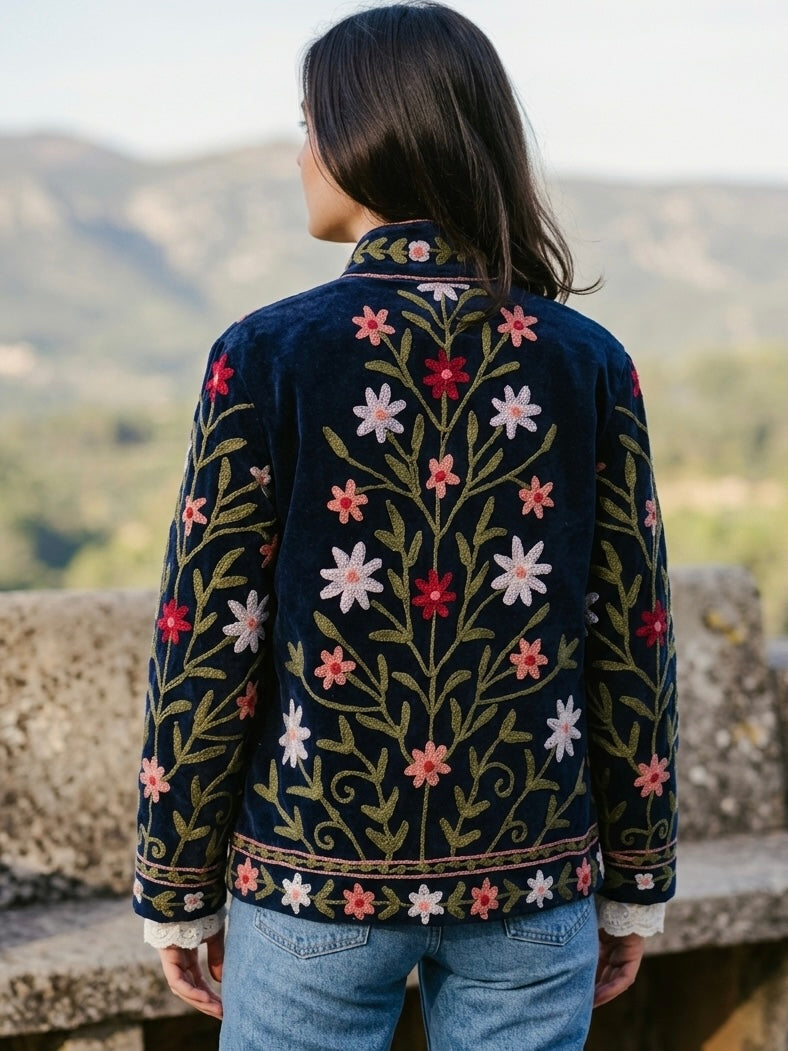 Black Blossom Embroidered Statement Jacket