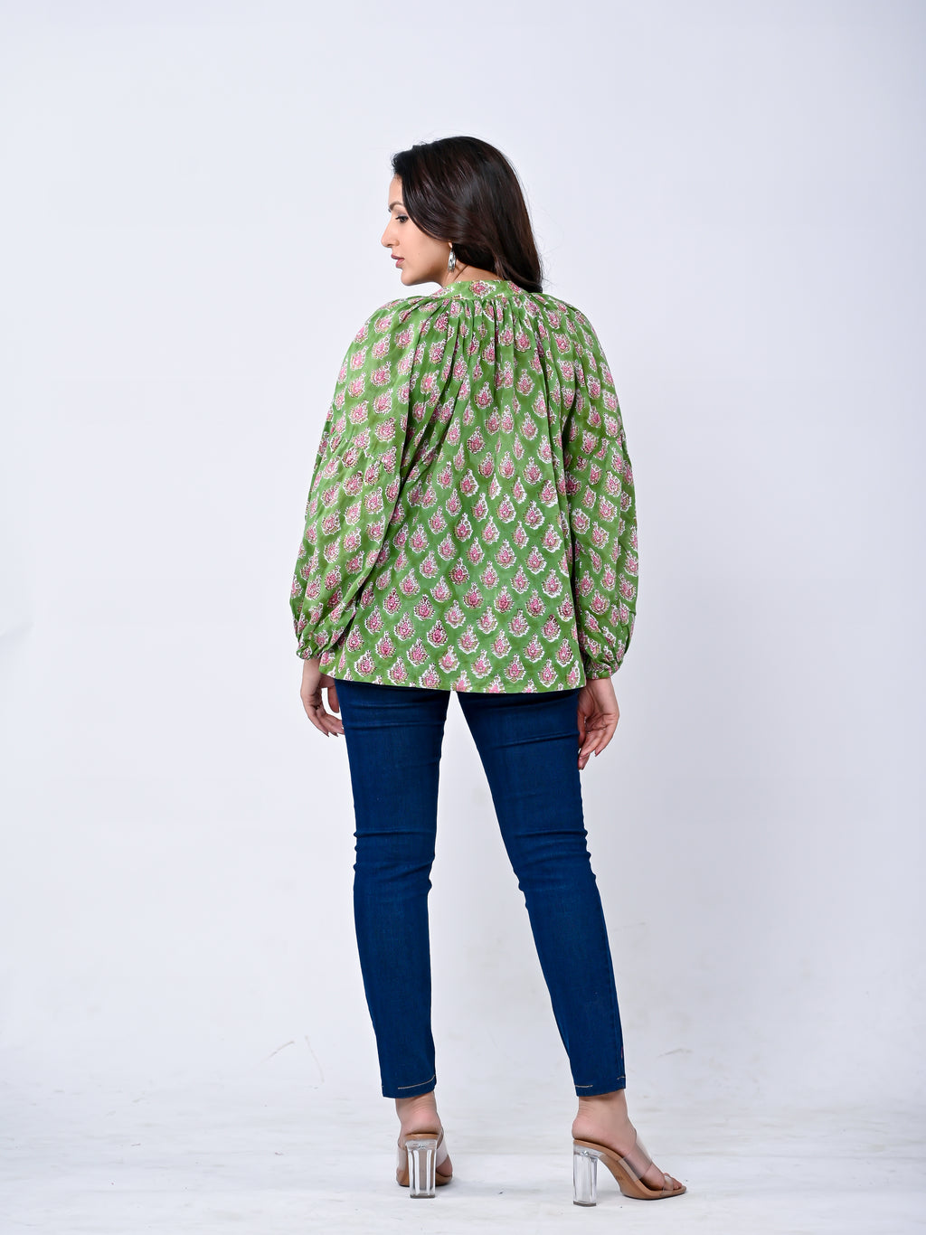Elegant Green Buti Women’s Top