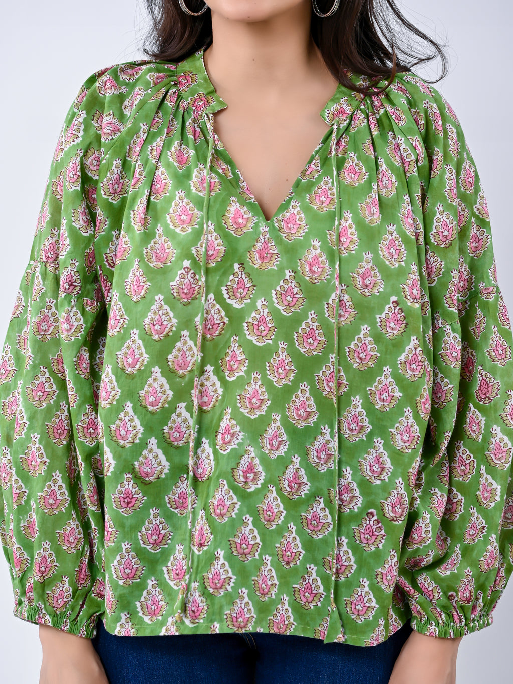 Elegant Green Buti Women’s Top