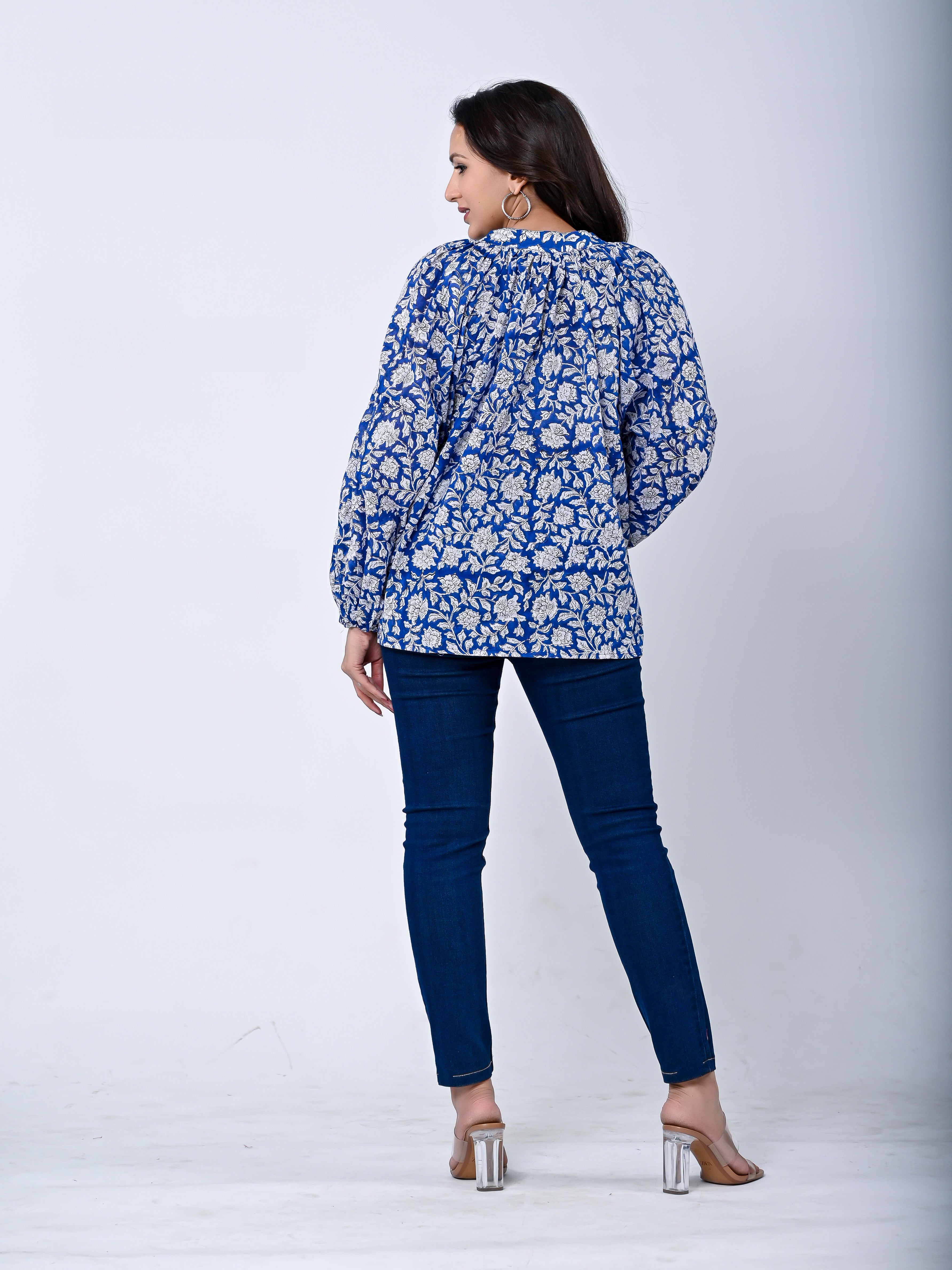 Charming Blue Floral Women’s Top