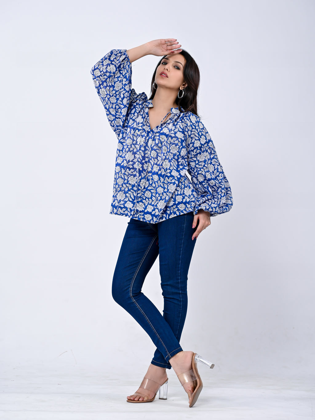 Charming Blue Floral Women’s Top