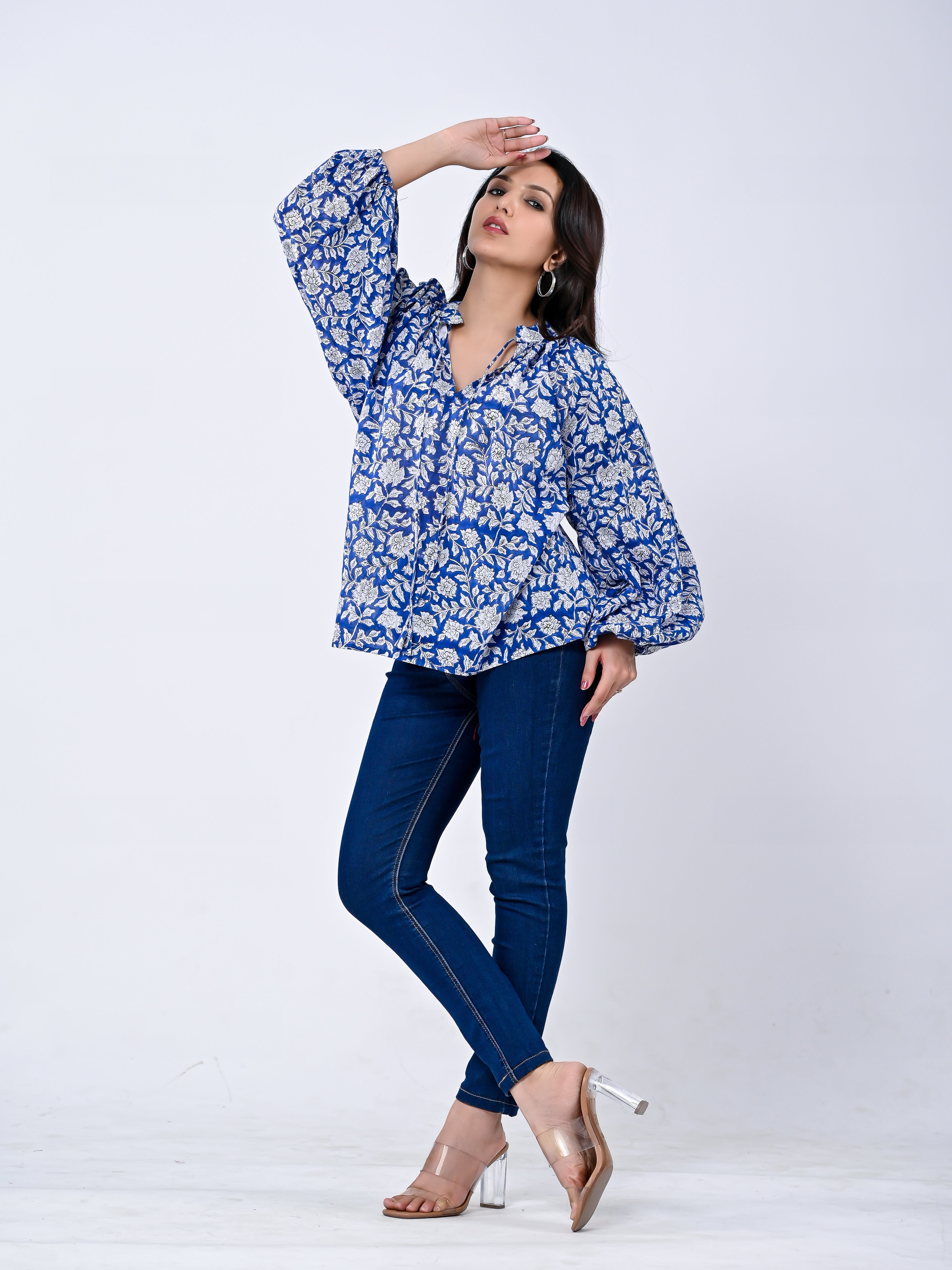 Charming Blue Floral Women’s Top