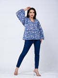 Charming Blue Floral Women’s Top
