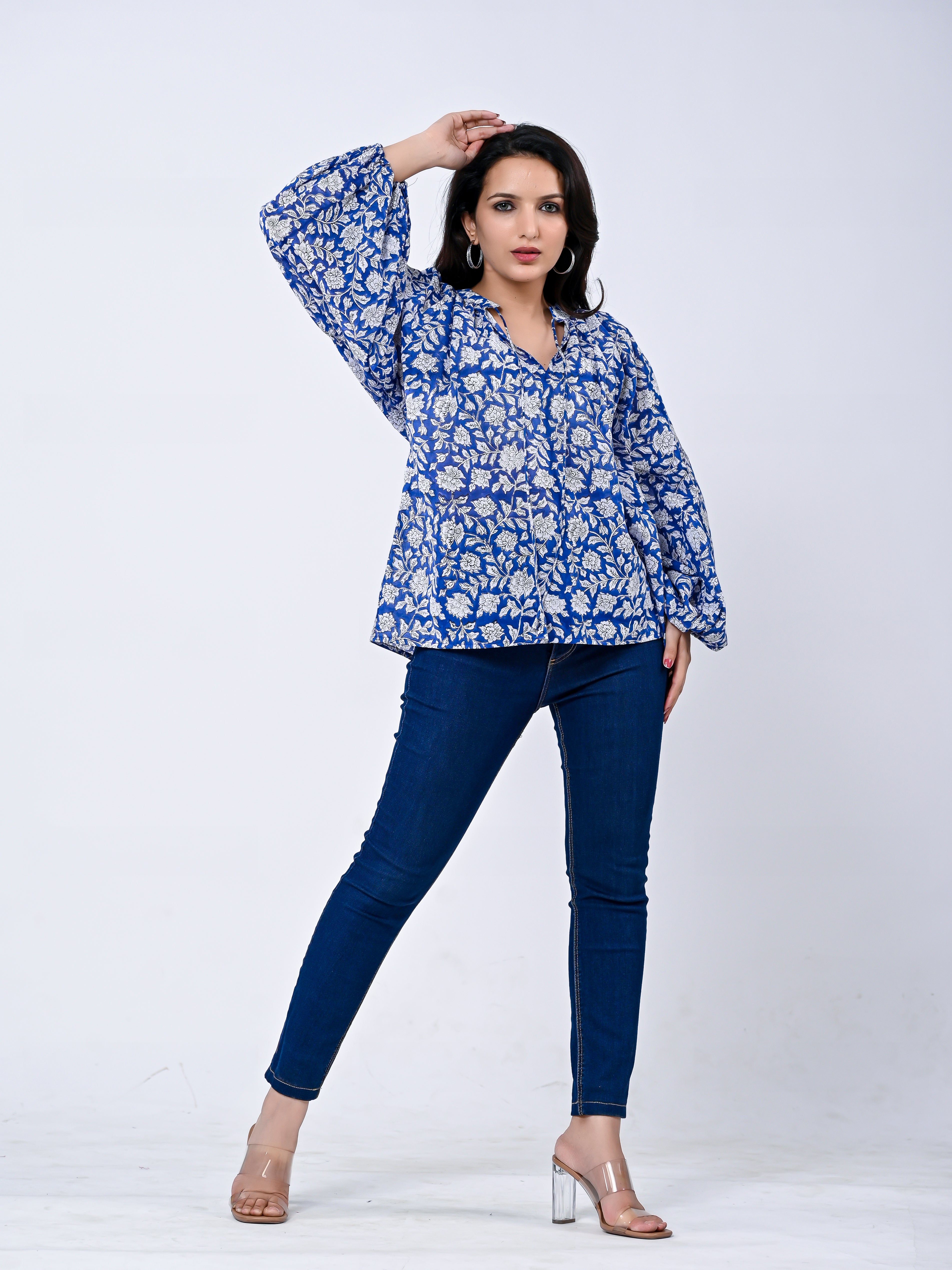 Charming Blue Floral Women’s Top