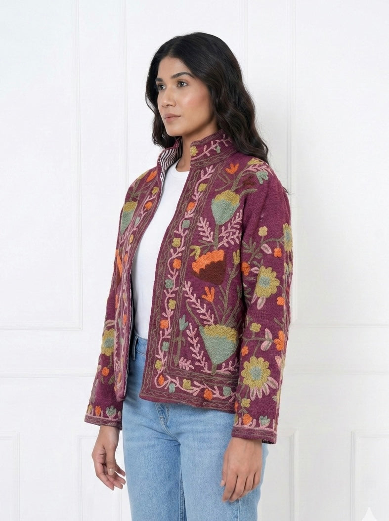 Berry Floral Embroidered Cotton TNT fabric