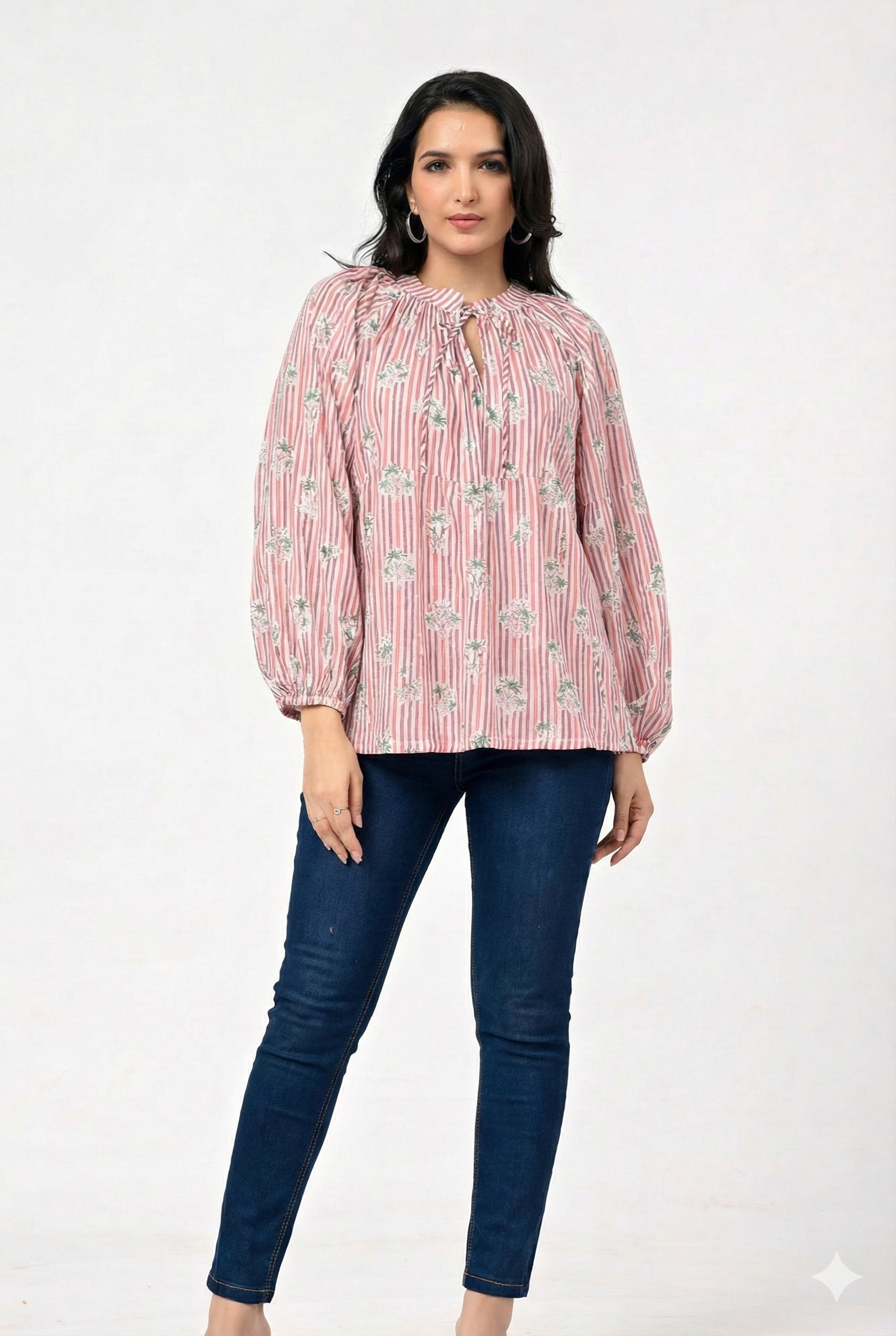 Blush Stripe Floral Grace Cotton Top